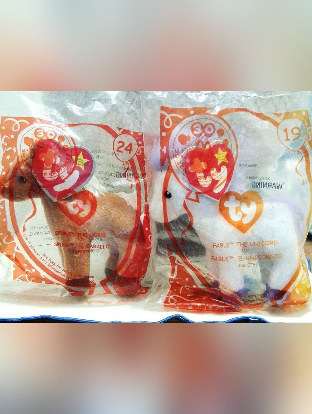 2009 Ty Teenie Beanie Babies Fable Unicorn & Spurs Horse